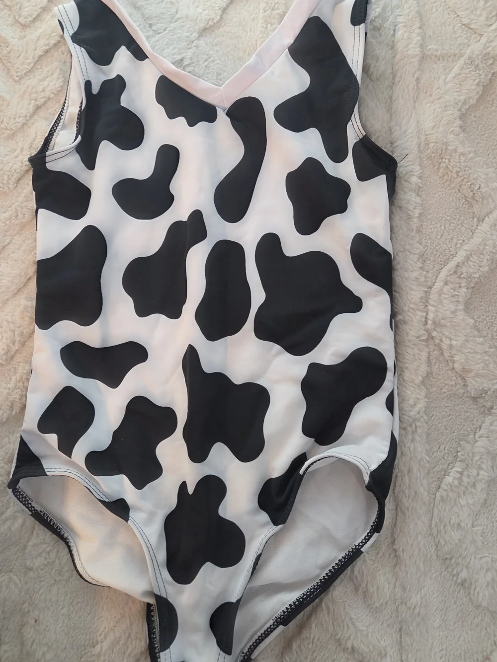 Black and White Cow Print Kids One-Piece Swimsuit Swimwear Girls Size 6‎ 7 Swim